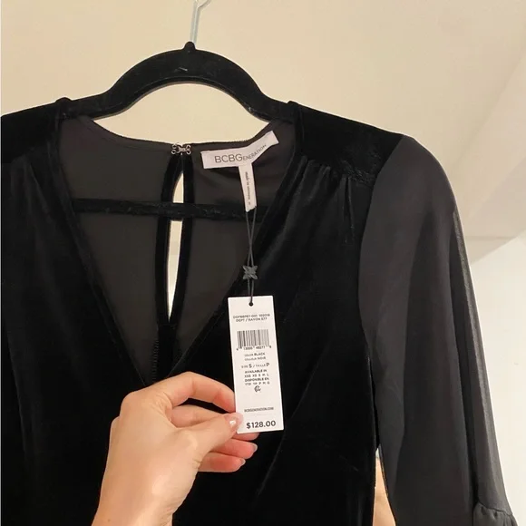 BCBG dress. Velvet and sheer. NEVER BEEN WORN - Picture 1 of 8